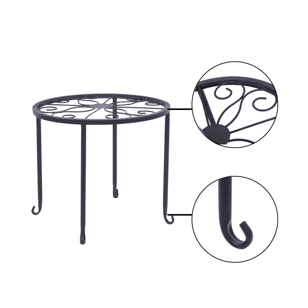 

4 Plant Shelves With 4-1 Round Pattern In Black Baking Paint