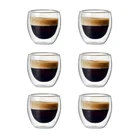 Набор стеклянных кофейных чашек с двойными стенками, 26 80 мл, для питья чая, кофе, латте, эспрессо или чая