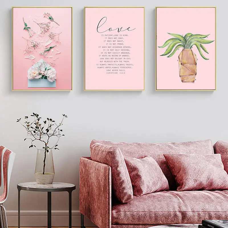 Yumeart скандинавские минималистичные освежающие розовые цветы и зеленые растения