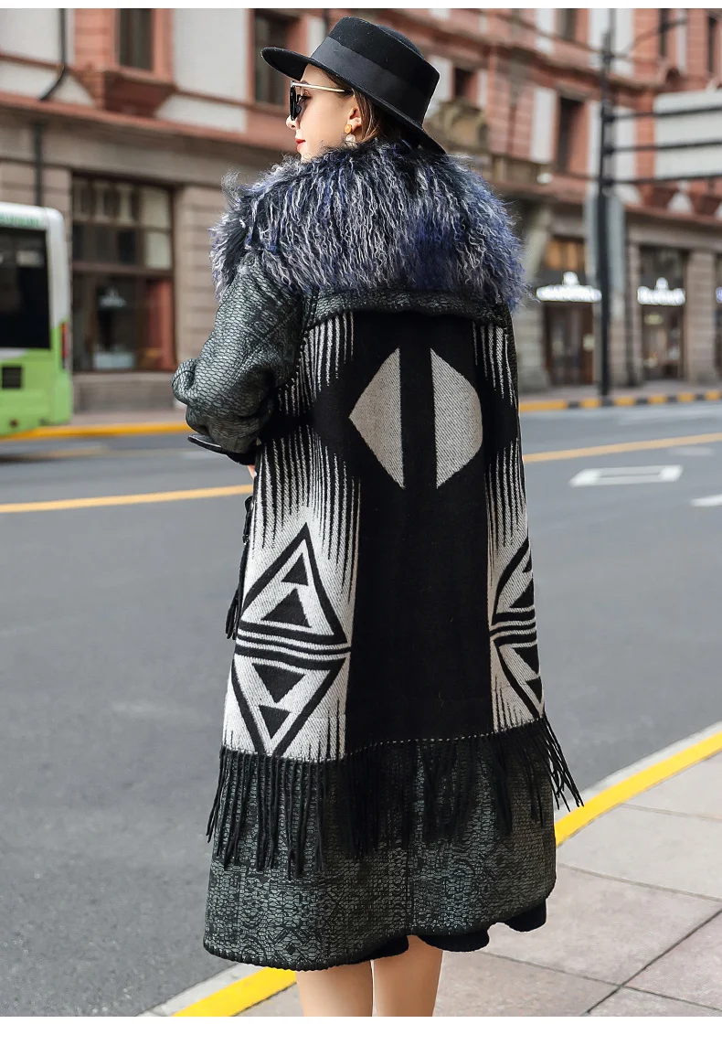 

2020 Winter new high-end leather sheep fur women's coat mid-length lamb fur fur coat