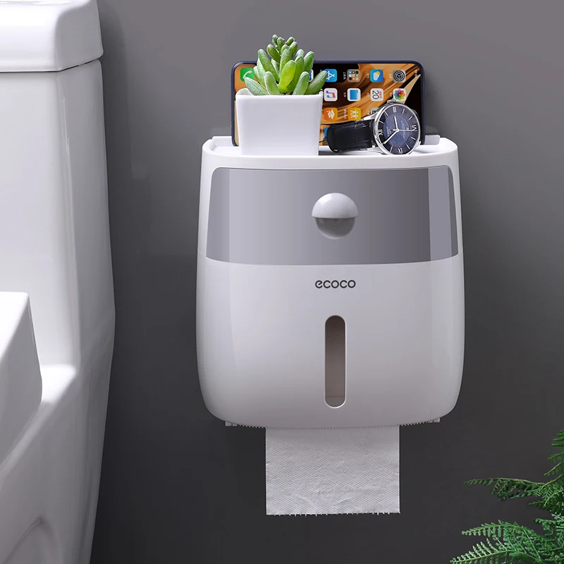 

TT Toilet Tissue Storage Rack Toilet Household Punch-Free Wall-Mounted Creative Tissue Box Chart Drum