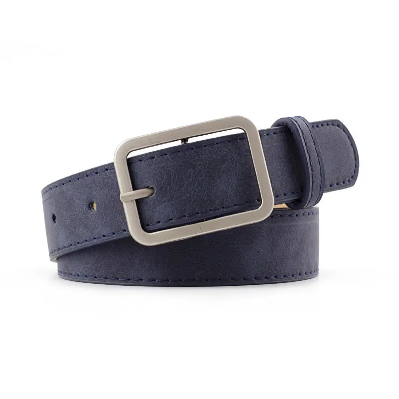 

Fashion Square Pin Buckles Belts Women Silver Buckle Leather Belts for Jeans Retro Wild Belts for Women Waistbands Student Strap