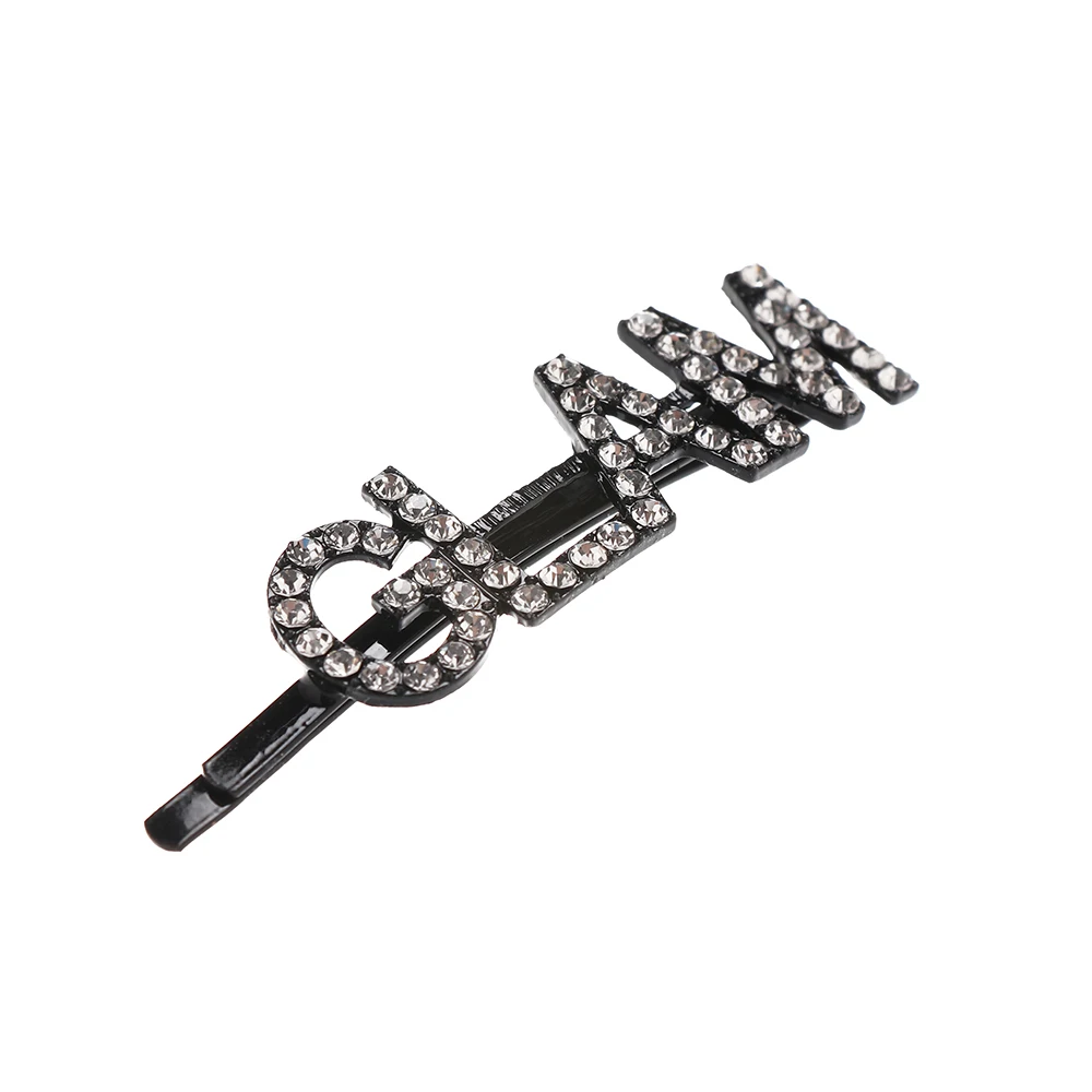 GLAM (Black) 1 шт. Модный Блестящий кристалл шпильки со стразами GLAM/DRIPPIN буквы заколки для волос заколка аксессуары для укладки волос для женщин девочек - Цвет: GLAM (Black)