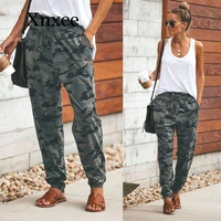 casual camouflage long pant women pocket bandage full length trousers female sporty workout loose running pants with pockets