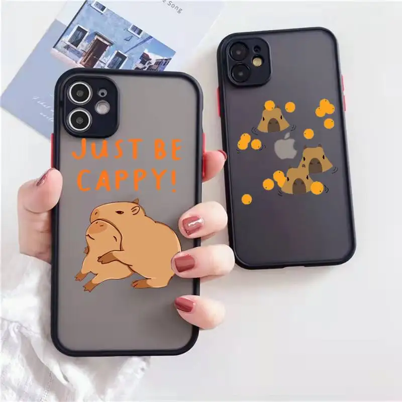 

Capybara Cute animal cartoon Phone Case matte transparent For iphone 7 8 11 12 13 plus mini x xs xr pro max cover