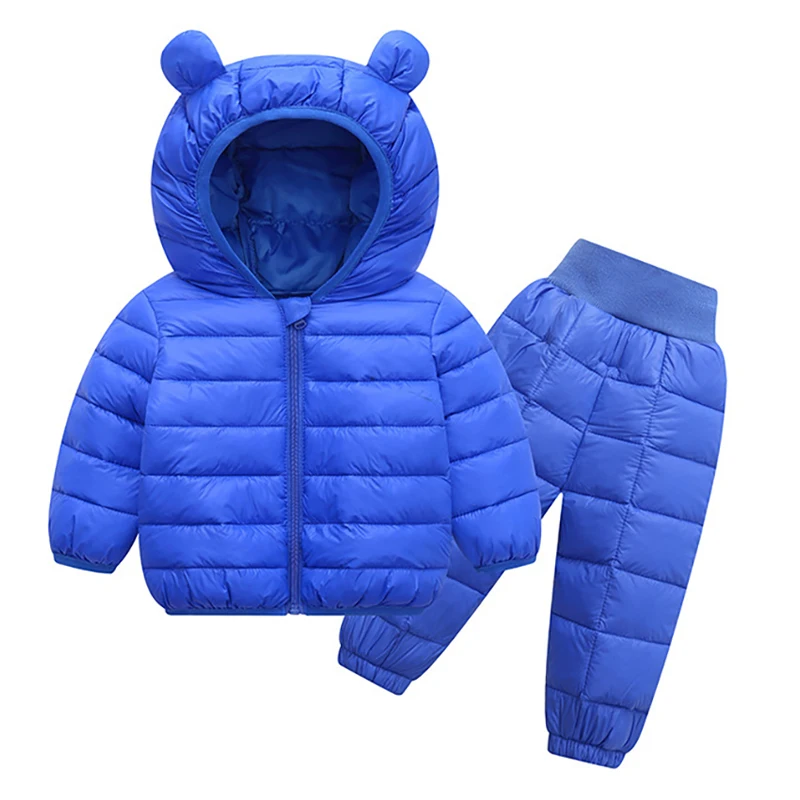 For 1-5 Years Toddler Girls Boys Costume 2 Pcs Coat+Pants Suit Solid Color Warm Winter Boy Infant Girls Baby Clothes