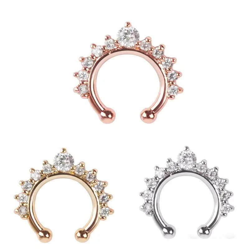Женское кольцо для носа с кристаллами в стиле панк ноздри девушек нос пирсинг