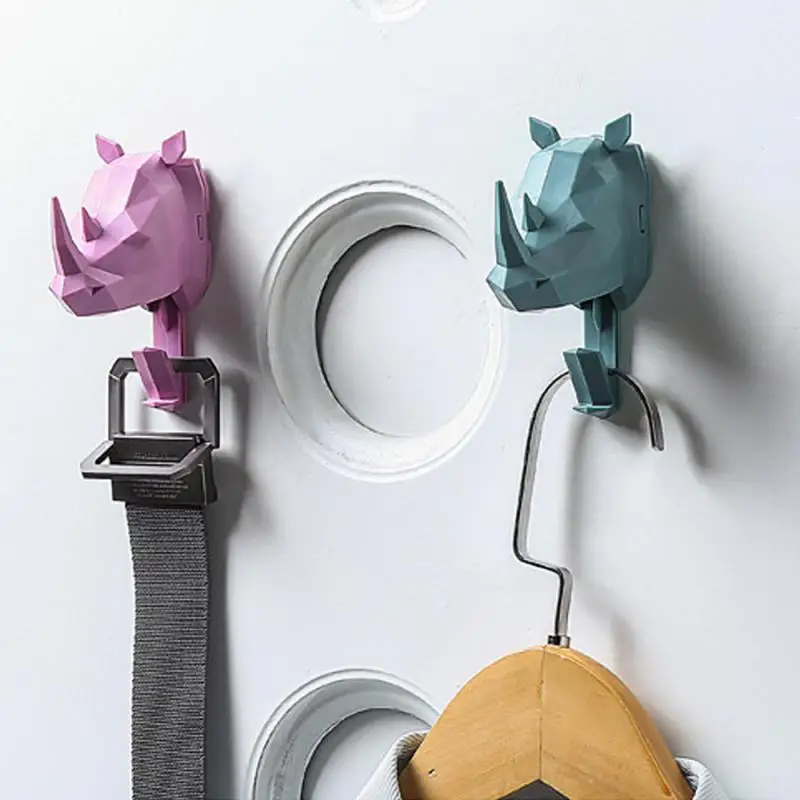 Wall Hook 3D Animal Head Hooks Strong Viscose Cute Keys Holder Deer Horns Hanger Rack Hat Coat Decoration | Дом и сад