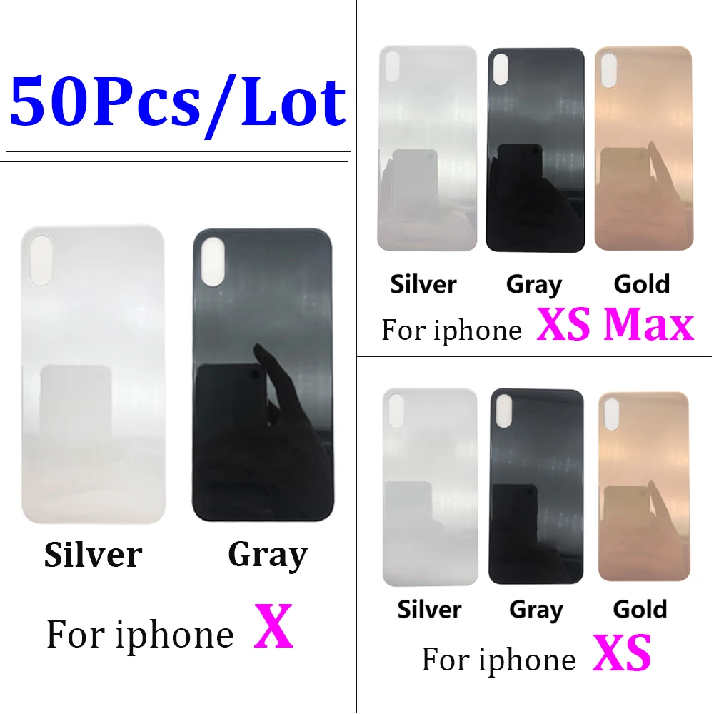 

50Pcs/Lot， Big Hole For Iphone X XS Max Back Battery Cover Glass Rear Door Replacement Housing