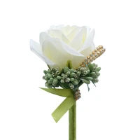 boutonniere flowers wedding corsage pins white rose ribbon boutonniere for the groom man wedding witness marriage accessories