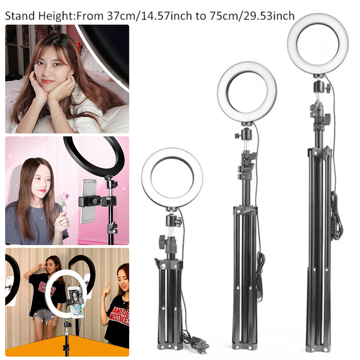

6.3inch LED Ring Light Dimmable Photographic Lighting Ring Lights With Phone Clip And Tripod For Shooting Makeup Video Studio