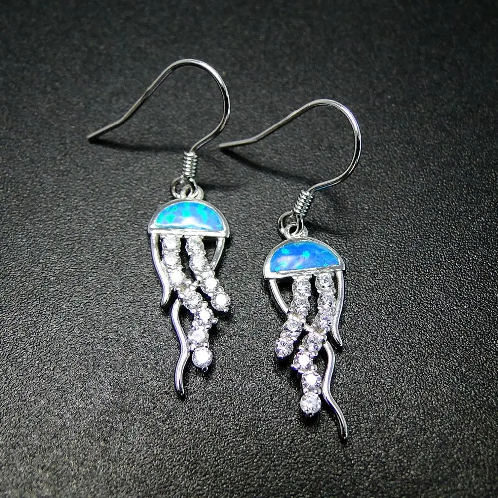 

Hot Selling Opal Jewelry 925 Sterling Silver Fire Opal Jellyfish Earrings Womens Drop Earring For Gift / Party / Engagment