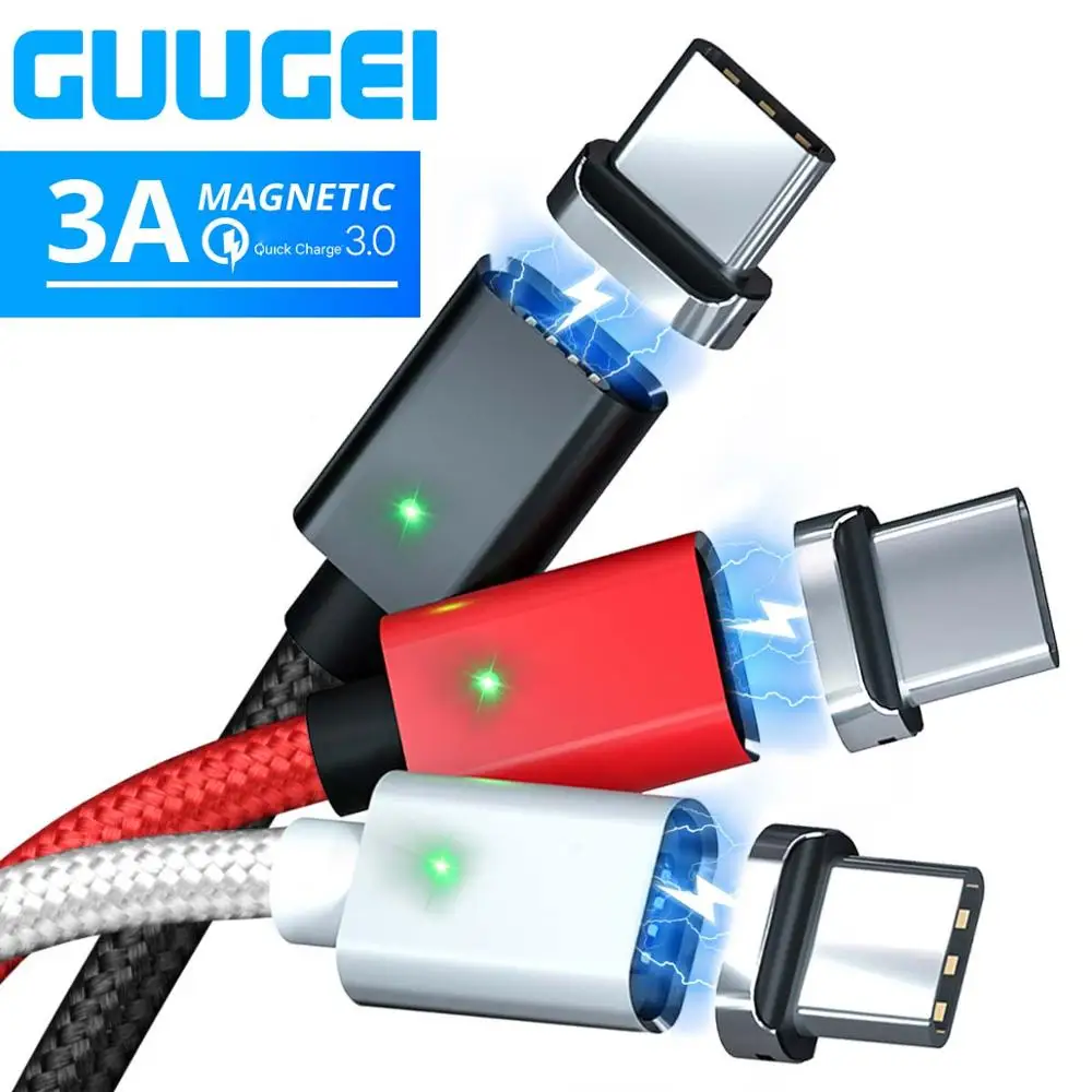 GUUGEI Магнитный usb кабель для зарядки type-C кабель для быстрой зарядки 3,0 type-C кабель для быстрой зарядки и синхронизации данных нейлоновые кабели для мобильных телефонов