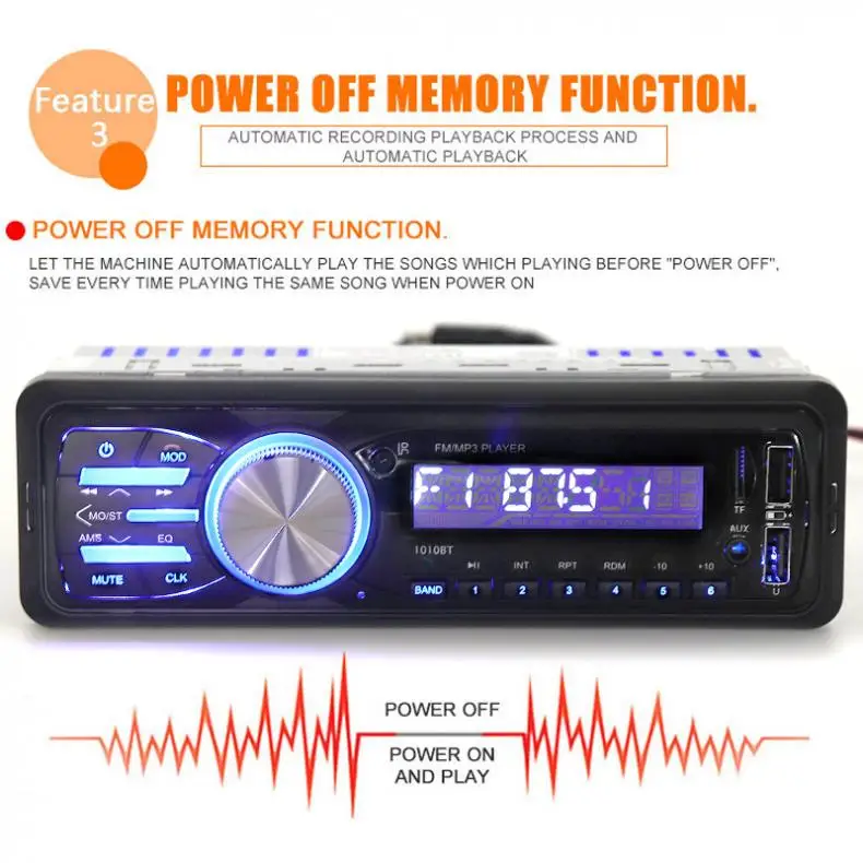 12 В Bluetooth Авто стерео радио автомобиль MP3 плеер Поддержка громкой связи FM Aux вход SD