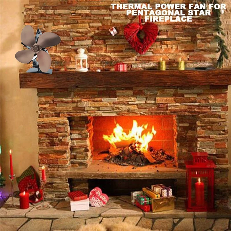 

Fireplace Fan 4-Blade, Hot Blast Stove Cooling Fan for Wood Burners, Ultra-Quiet and Environmentally Friendly