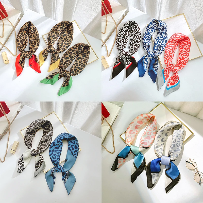 

Шарф женский из шелка, в полоску, с леопардовым принтом, 2020