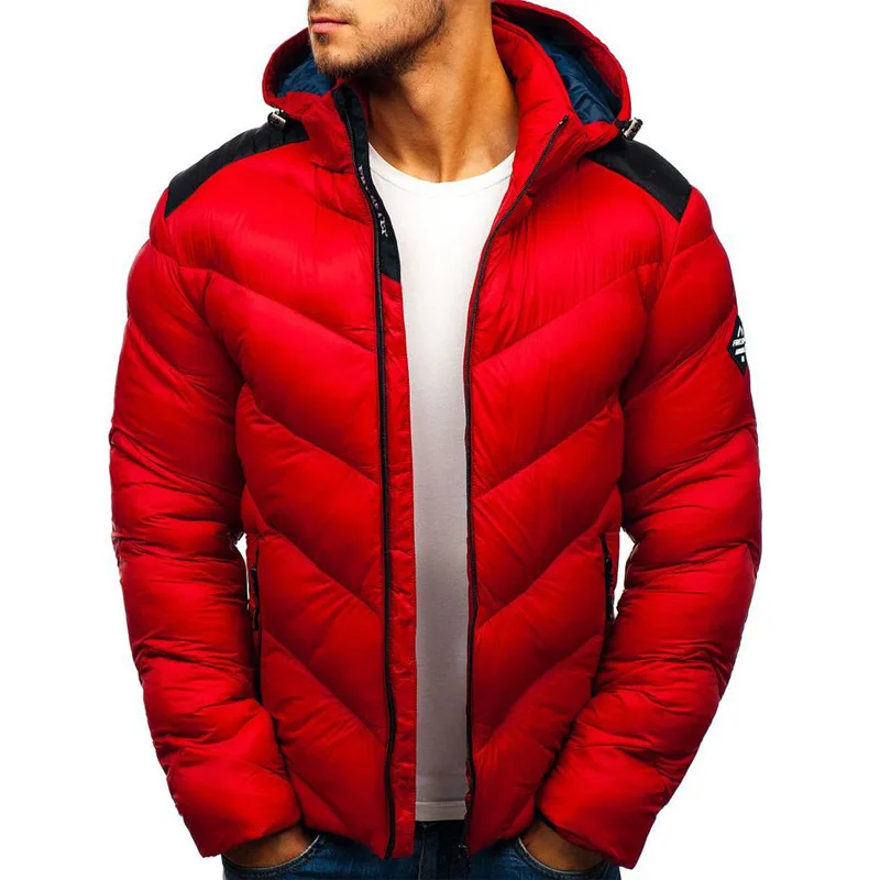

2021 Fashion Winter Parkas Men New Stand Collar Male Parka Jacket Mens Solid Thick Jackets and Coats Man Zipper Warm Duck Jacket