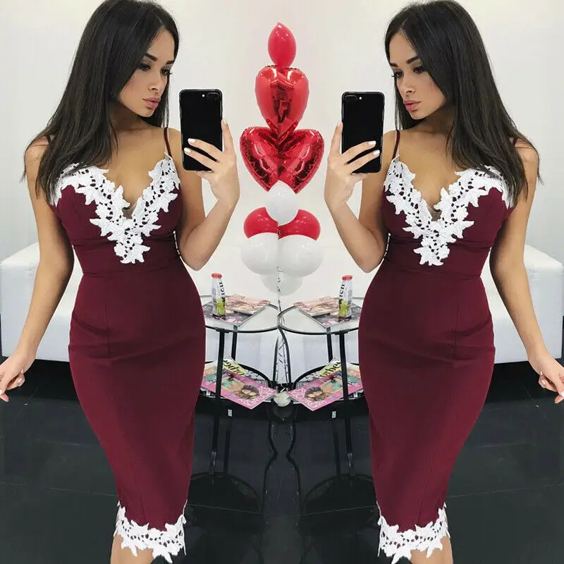 Облегающее Сексуальное Женское платье с открытыми плечами Кружевное облегающее