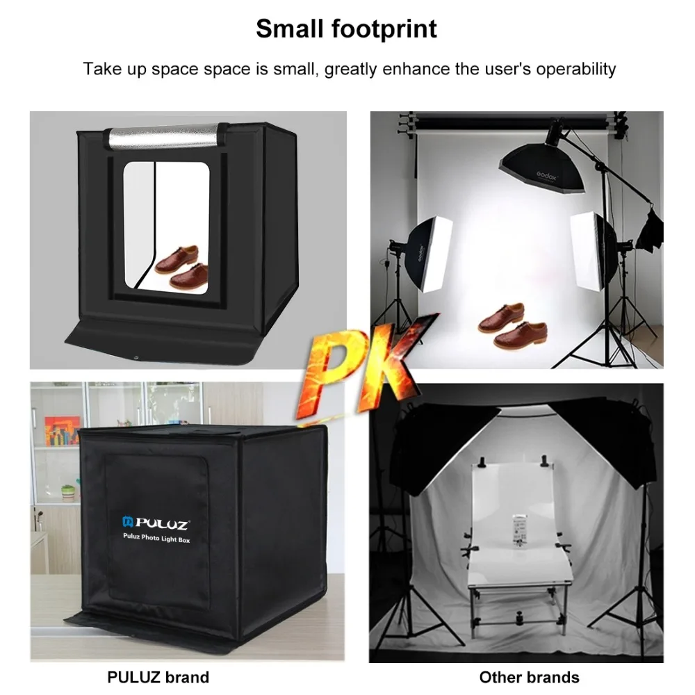 PULUZ 40*40 см 16inc. мини-фотостудия, коробка-светильник, софтбокс для фотосъемки, светодиодное освещение для фото, студийная съемка, палатка, коробка, комплект, светильник, коробка