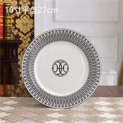 10 inch plate Высококачественная костяная Китайская Красная кофейная чашка керамическая чайная черная чайная чашка блюдо животное столовый набор свадьба и подарки на новоселье - Color: 10 inch plate