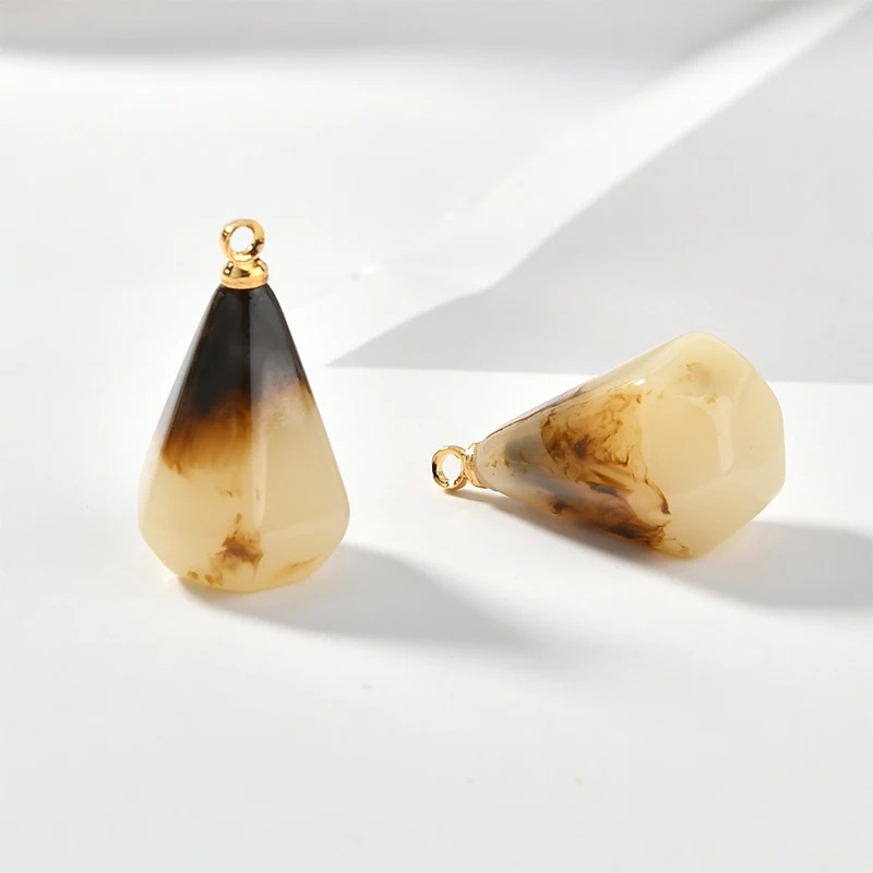 Медная 18K Золотая крышка капелька из смолы кулон DIY серьги аксессуары для