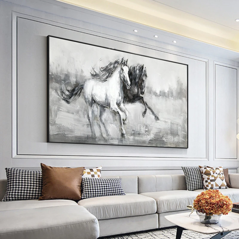 Настенная живопись постер с бегущей лошадью напечатанная вручную картина маслом