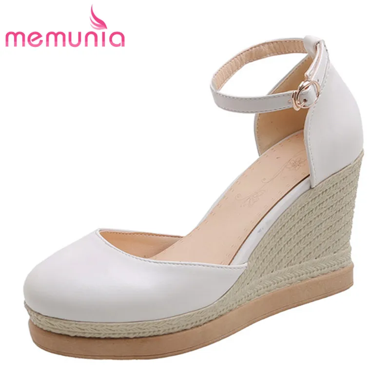 Женские туфли лодочки на танкетке с круглым носком и пряжкой|Женские туфли| |