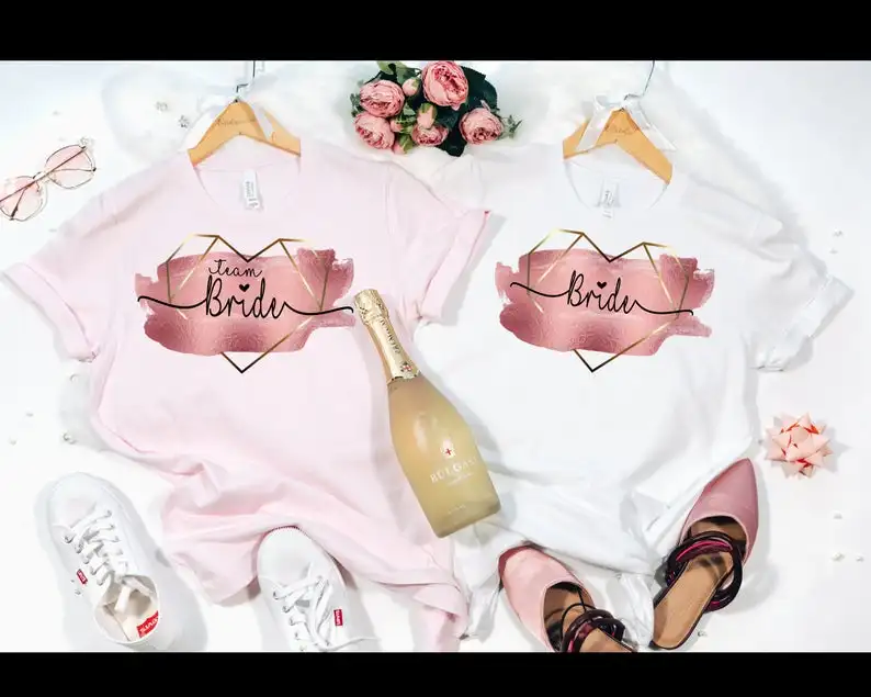 

JGA Shirt Up To 3XL Organic Bridal T-Shirt Rose Golden Print Short Sleeve Top Bachelor Party 2021 Tee Female Summer Women Tshirt