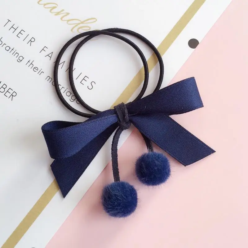 Фланелевая повязка для волос с бантом и помпоном эластичная многослойная