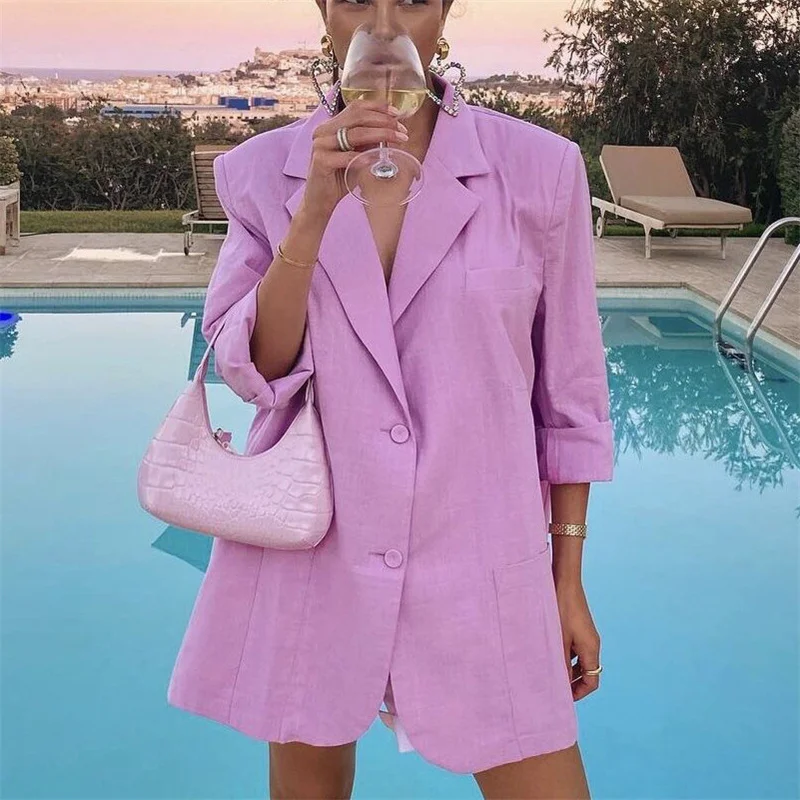 

Женский модный Тонкий Блейзер на одной пуговице, пальто, винтажная женская верхняя одежда с длинными рукавами и карманами, шикарная Повседн...