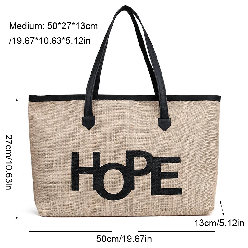 

Waterproof Storage Bag Environmental Protection Single Shoulder Bag Fashion Hemp Cloth Large Capacity Shopping Bag Organizer