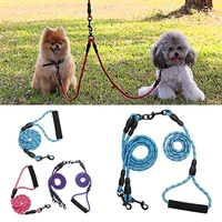 two dogs leash double twin lead walking leash dog nylon traction rope reflective explosion proof leash outdoor pet supplies