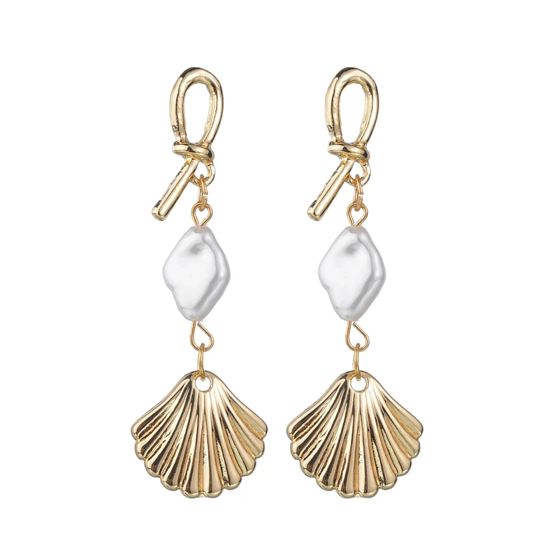 Женские серьги-капельки с искусственным жемчугом золотого цвета | Украшения и