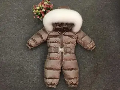 Детский пуховик, детский лыжный пуховик, пальто с воротником из натурального енота для детей 0-6 лет - Цвет: 30