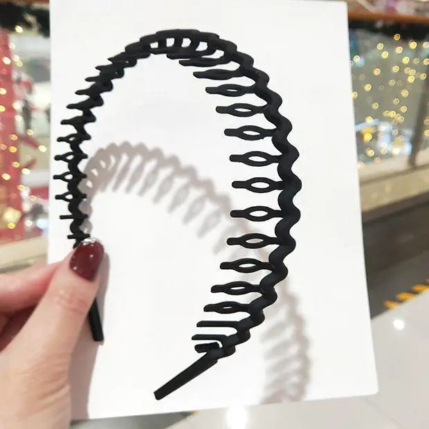 

2021 Elastic Wave Tooth Brushed Non-slip Headband For Women Girls Simple Frosted Color Hairbands Hair Ponytail Hair Accessories