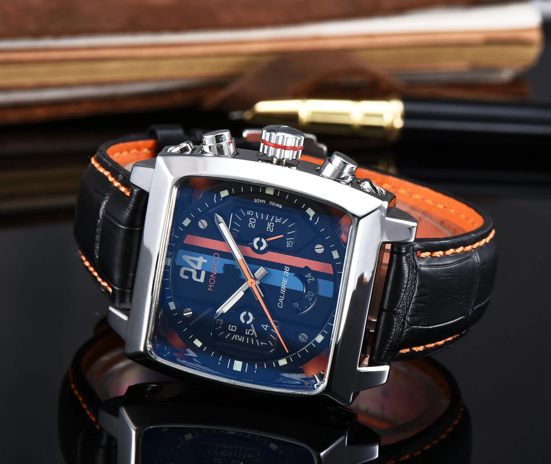 

Mechanical watch Monaco-24 men watches Top Brand Luxury Men tonneau Automatic Tourbillon Business Wristwatch for man AAA