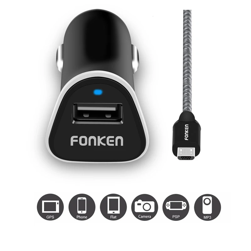 Автомобильное зарядное устройство FONKEN 12В 1 5а Quick Charge 3 0 с зарядным кабелем QC3.0