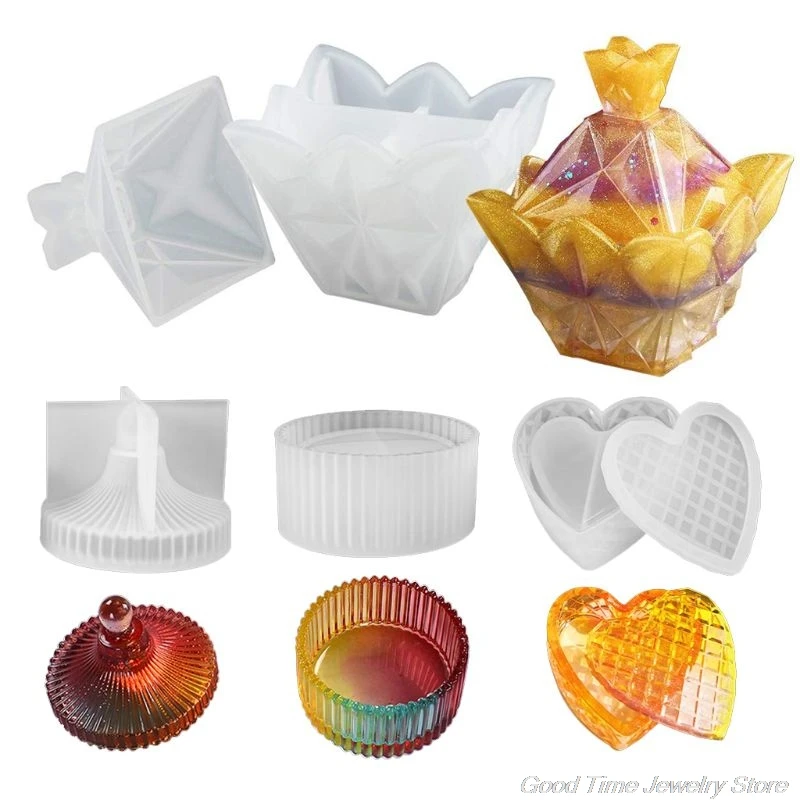 

Resin Trinket Box Molds Small Size Silicone Jewelry Box Molds, Epoxy Resin Molds for Jewelry Storage, Candlestick J27 21