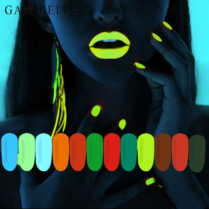 

Гам-BELLE 17 видов цветов * 10g люминесцентные лампы для ногтей Блеск порошок Комплект Люминесцентная краска длинный прочного поделки рождественские украшения для ногтей
