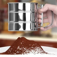 stainless steel mesh flour sifter mechanical baking icing sugar chocolate powder sieve tool cup shape shaker bake tools