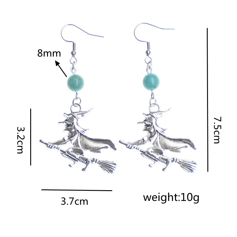 Подвески бирюзовые серьги-подвески в виде ведьмы Besom сплав сделай сам