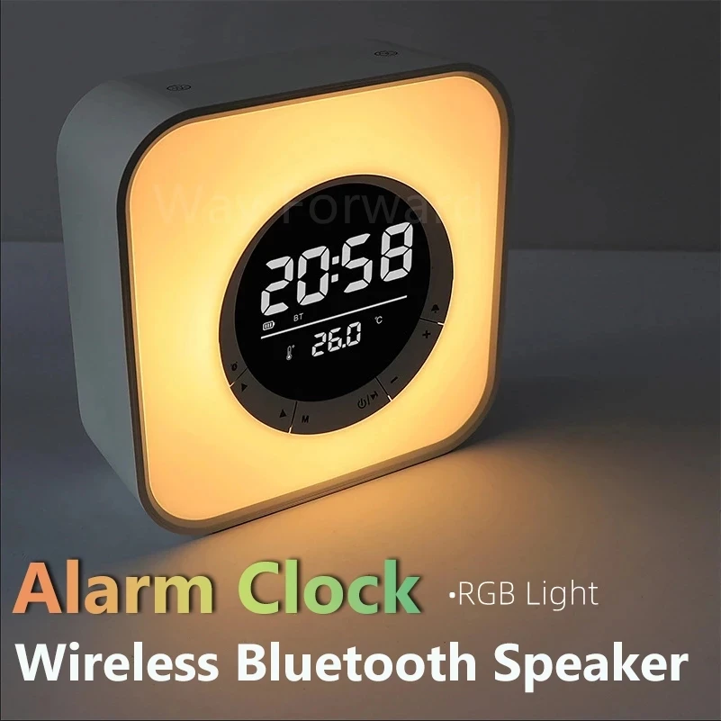 

Портативная беспроводная bluetooth-колонка с дисплеем температуры, светодиодной RGB-подсветкой, цифровые часы, радио, стерео, с сенсорным управле...