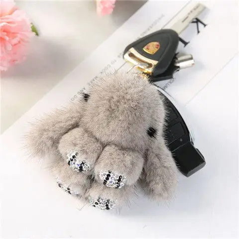 

Mink plush bag pendant mini mink fur rabbit jewelry mobile phone car keychain pendant key chain