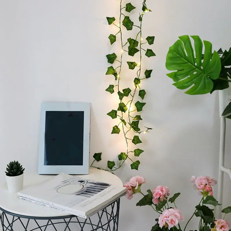 

2M 20 LED Artificial Plants String Light Maple Leaf Green Vine for Home Wedding