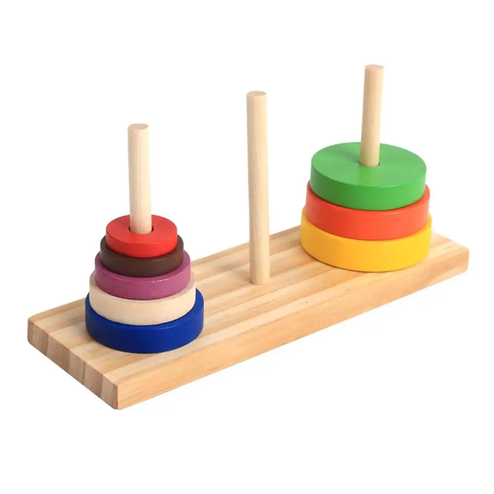 

Wooden Puzzle Stacking Tower Of Hanoi Kids Mathematical Montessori Learning Educational Toys for Children Gifts