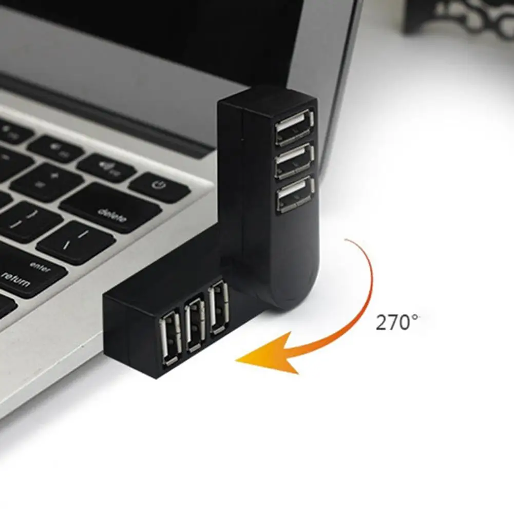 

Mini 3 Port USB 2.0 Rotating Splitter Adapter Hub for PC Laptop Notebook Mac