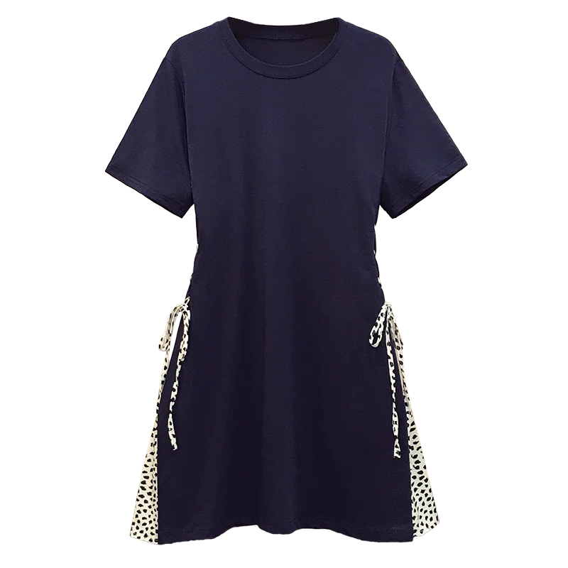 

Summer Printed Pullover Patchwork Dress for Women 2021 Elegant Fashionable O-Neck Short Sleeves Casual Daily Female Dresses