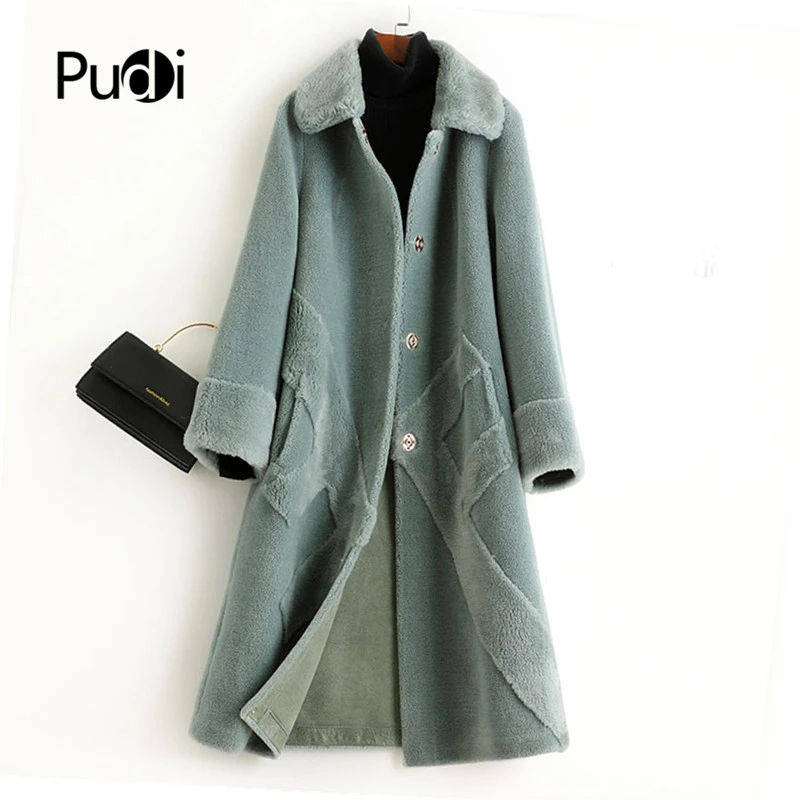 

Pudi Women Real Wool Fur Coat Jacket Trench Winter Warm Female Sheep Shearing Over Size Parkar Coats A50046