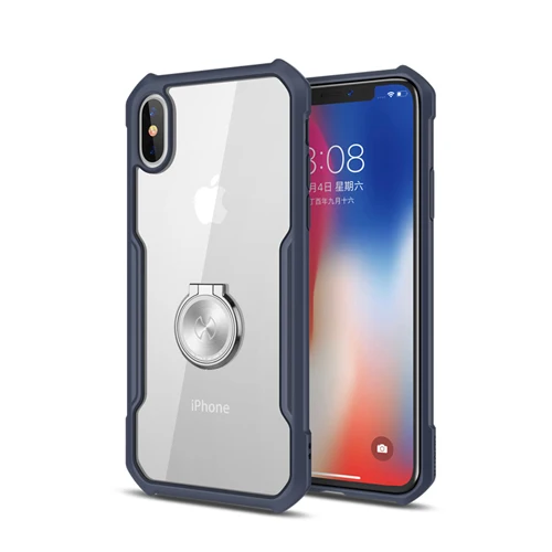 XUNDD Роскошный прозрачный чехол для iPhone Xs чехол для MAX XR, противоударный полный защитный чехол для iPhone 7/7 plus 8 8plus Xs X чехол в виде ракушки - Цвет: Blue-with ring