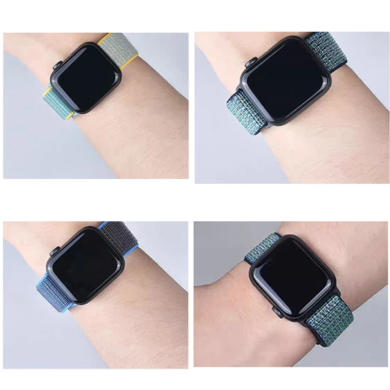 Nylon Loop Strap For Apple Watch band 44mm 40mm 42mm 38mm Smartwatch Belt correa belt Bracelet iWatch Series 4 5 SE 6 Watchband
